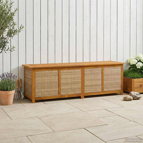 Vidaxl tuinopslagdoos 185 l massief acaciahout 200 x 50 x 56 cm beige