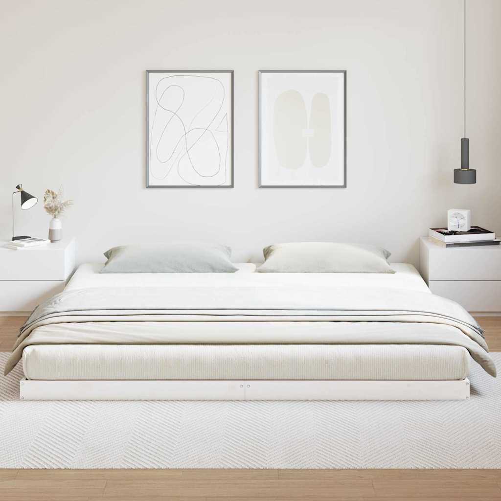 Vidaxl vloerbedframe wit 213,5 x 184 x 9 cm massief grenenhout