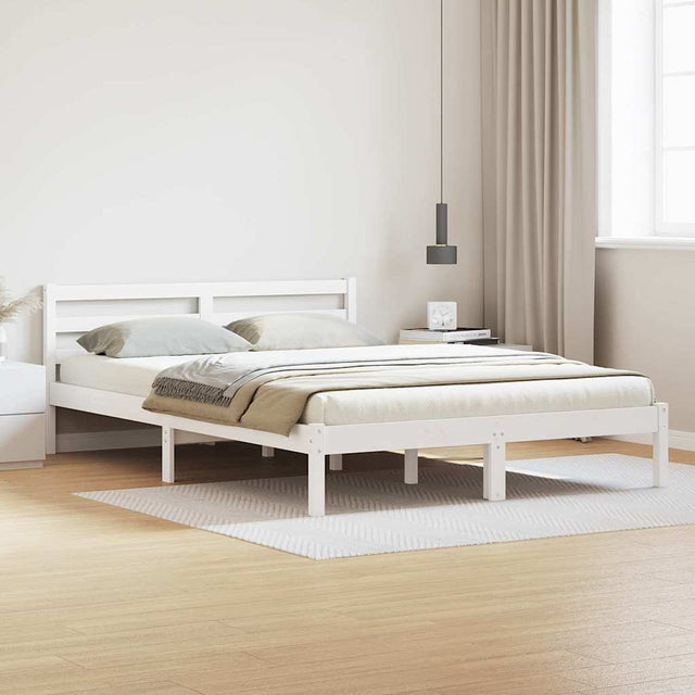 Vidaxl bedframe wit 225,5 x 165,5 x 69,5 cm massief vurenhout