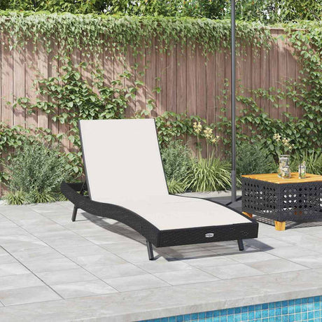 Vidaxl ligstoel zwart en wit 197 x 70 x 82 cm poly rattan
