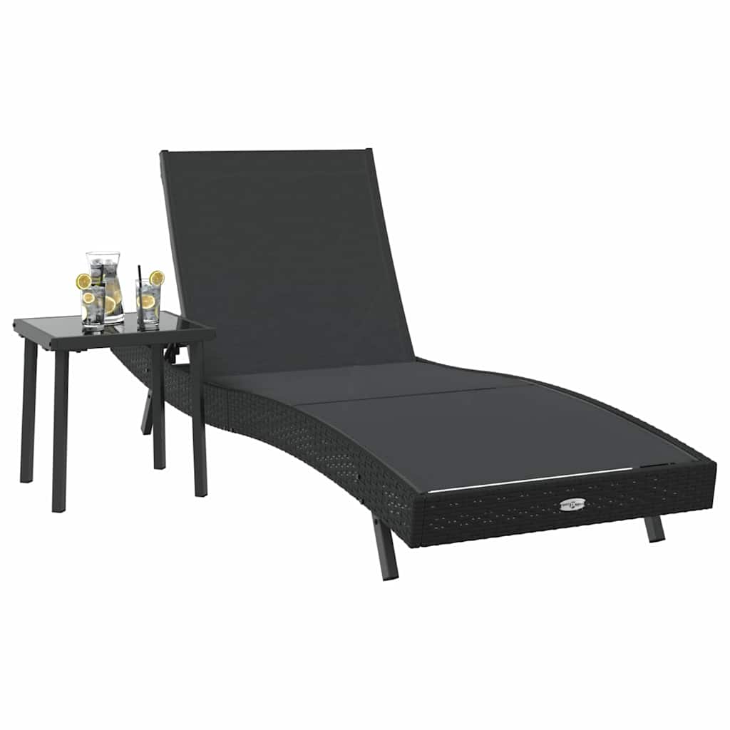 Vidaxl ligstoel 2 st poly rattan zwart