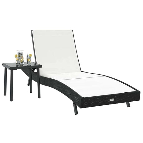Vidaxl ligstoel 2 st poly rattan zwart en wit