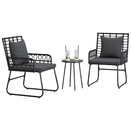 Vidaxl tuin eettafelset 3 st zwart en anthraciet poly rattan