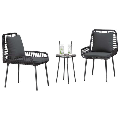 Vidaxl tuin eettafelset 3 st zwart en anthraciet poly rattan
