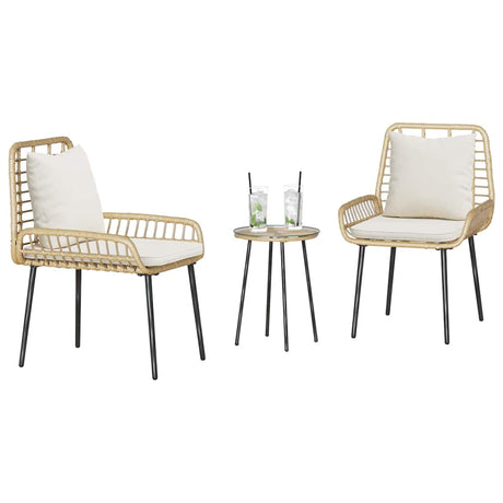 Vidaxl tuin eettafelset 3 st bruin en crème poly rattan