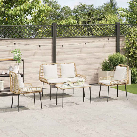Vidaxl tuin eettafelset 3 st bruin en crème poly rattan