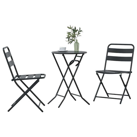 Vidaxl tuin bistro set 3 st antraciet staal