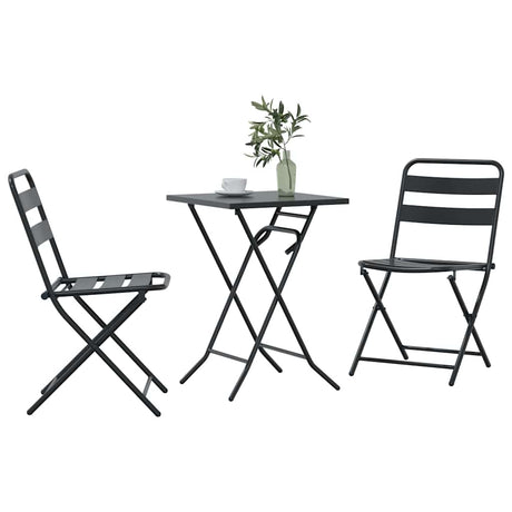 Vidaxl tuin bistro set 3 st antraciet staal