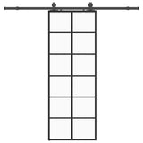 Vidaxl schuifdeur met beslagset 76x205 cm esg glas zwart