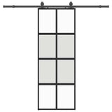 Vidaxl schuifdeur met beslagset 76x205 cm gehard glas zwart
