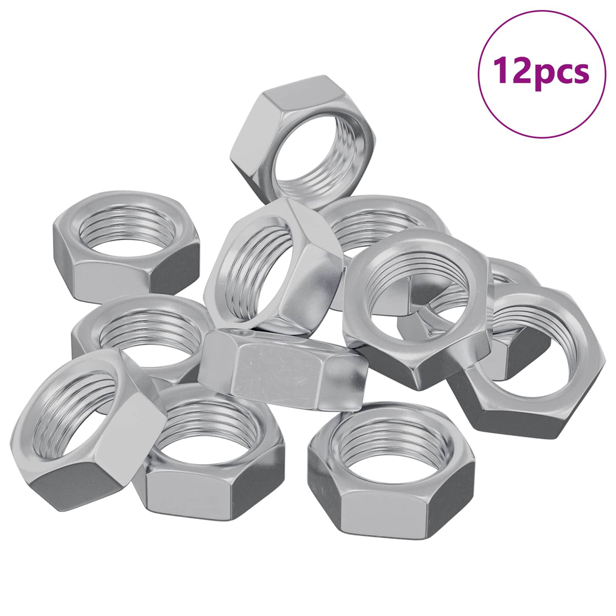 Vidaxl zeshoekige moer 12 st zilver m6 metaal
