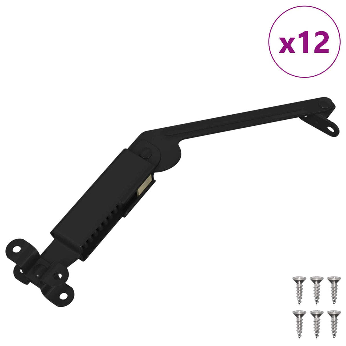 Vidaxl deksel ondersteunend scharnier 12 pcs zwart 192 x 32 x 50 mm