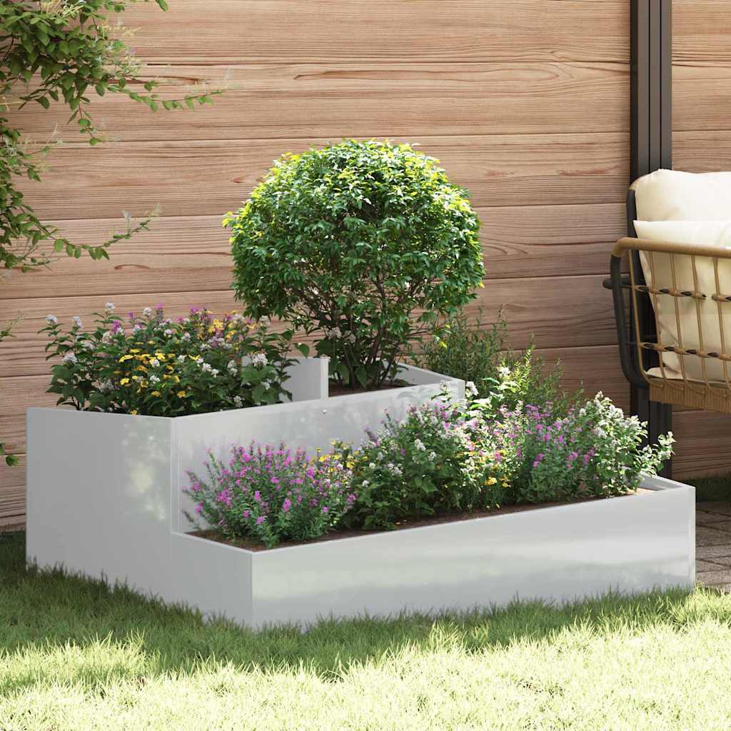 Vidaxl tuin bloempot zilver 100 x 100 x 50 cm gegalvaniseerd staal