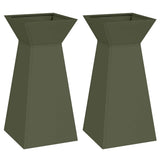 Vidaxl pilaar plantenbak 2 pcs olijfgroen 35 x 35 x 73 cm