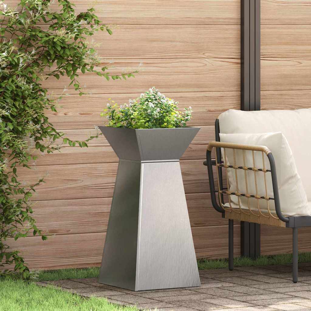 Vidaxl pilaar plantenbak zilver 35 x 35 x 73 cm roestvrij staal