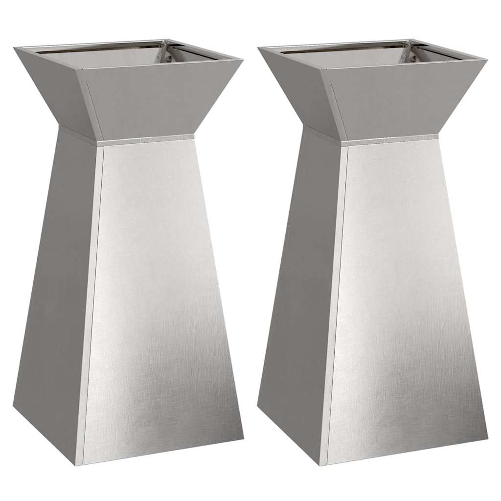 Vidaxl pilaar plantenbak 2 st zilver 35 x 35 x 73 cm roestvrij staal