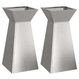 Vidaxl pilaar plantenbak 2 st zilver 35 x 35 x 73 cm roestvrij staal