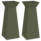 Vidaxl pilaar plantenbak 2 pcs olijfgroen 40 x 40 x 100 cm