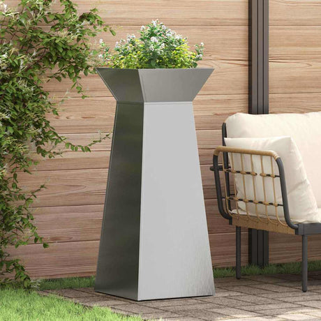 Vidaxl pilaar plantenbak 2 st zilver 40 x 40 x 100 cm roestvrij staal