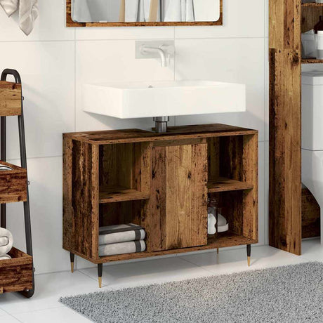 Vidaxl badkamer kast oud hout 80 x 33 x 60 cm bewerkt hout