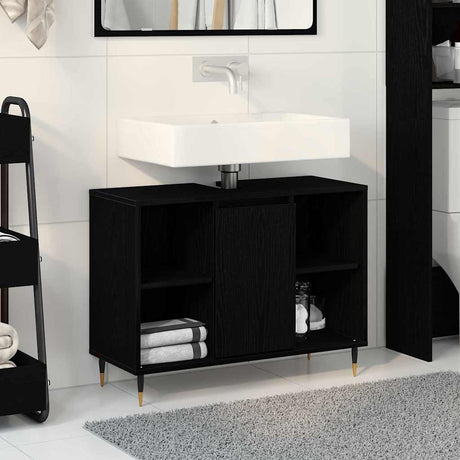 Vidaxl badkamer kast zwart 80 x 33 x 60 cm bewerkt hout