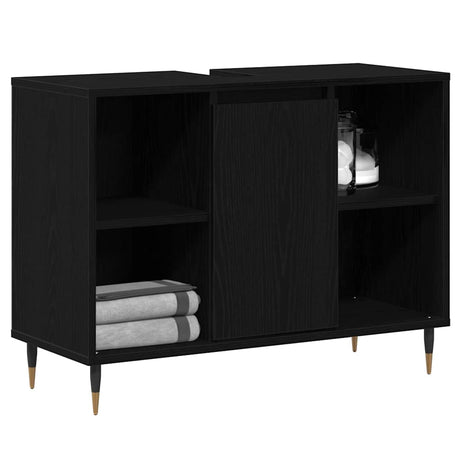 Vidaxl badkamer kast zwart 80 x 33 x 60 cm bewerkt hout