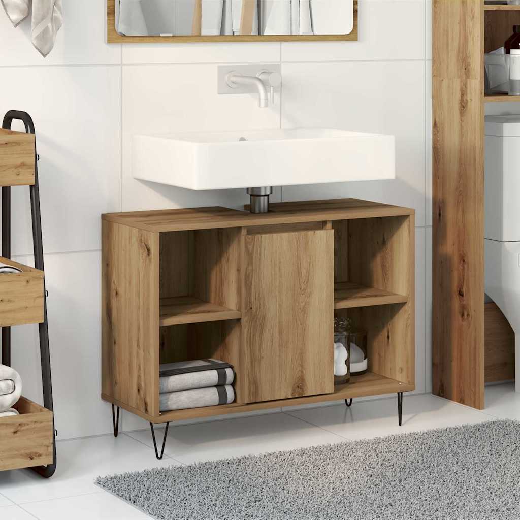 Vidaxl badkamer kast artisan eiken 80 x 33 x 60 cm bewerkt hout