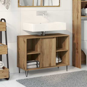 Vidaxl badkamer kast artisan eiken 80 x 33 x 60 cm bewerkt hout