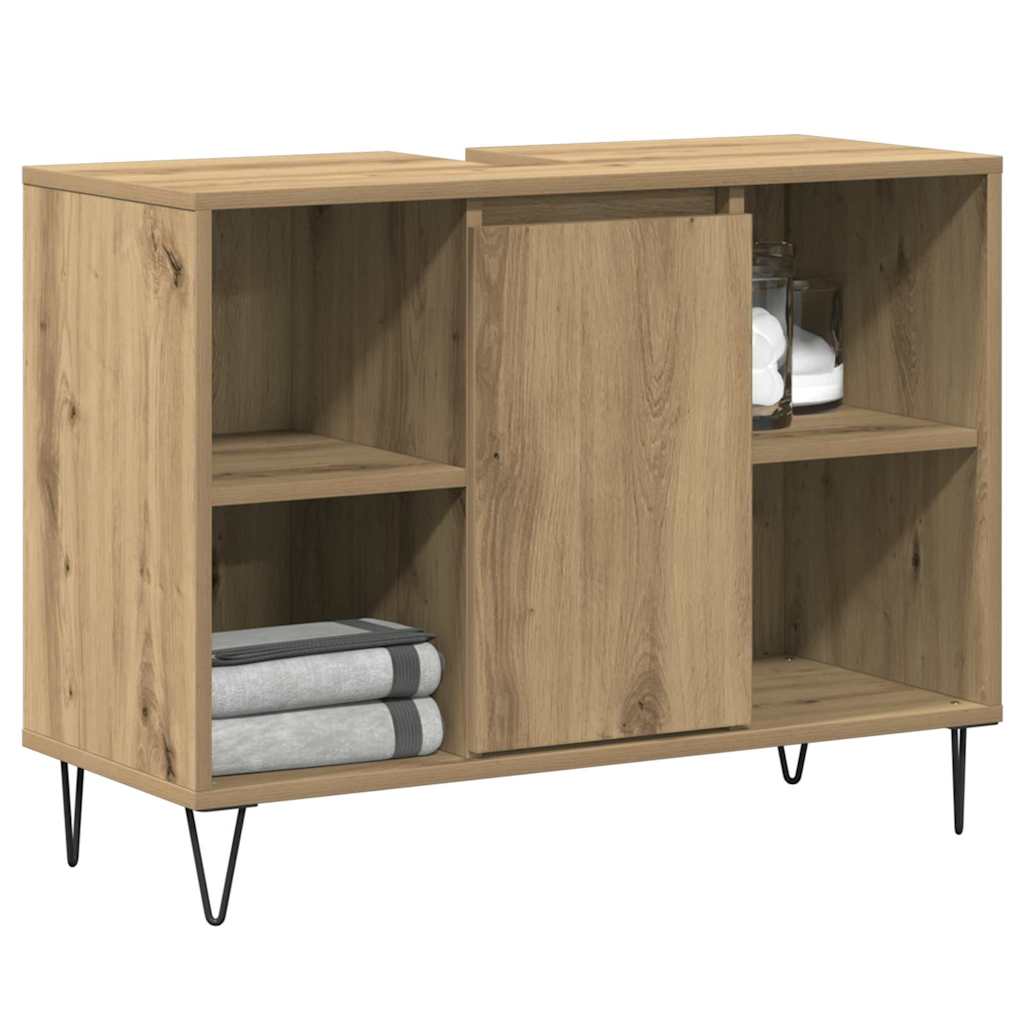 Vidaxl badkamer kast artisan eiken 80 x 33 x 60 cm bewerkt hout