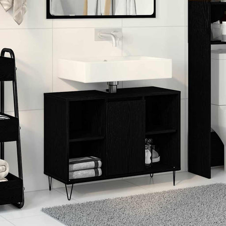 Vidaxl badkamer kast zwart 80 x 33 x 60 cm bewerkt hout