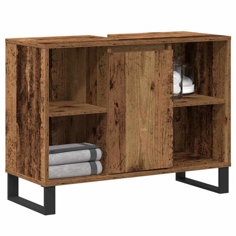 Vidaxl badkamer kast oud hout 80 x 33 x 60 cm bewerkt hout