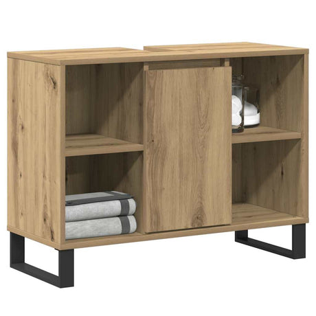 Vidaxl badkamer kast artisan eiken 80 x 33 x 60 cm bewerkt hout