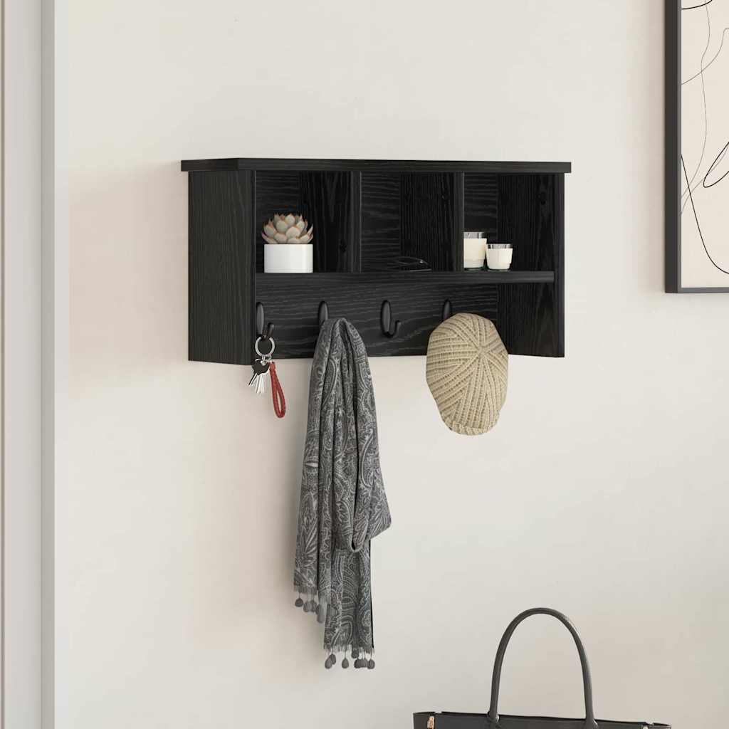Vidaxl wandgemonteerde kapstok muurmontage zwart eiken 50 x 16 x 26 cm