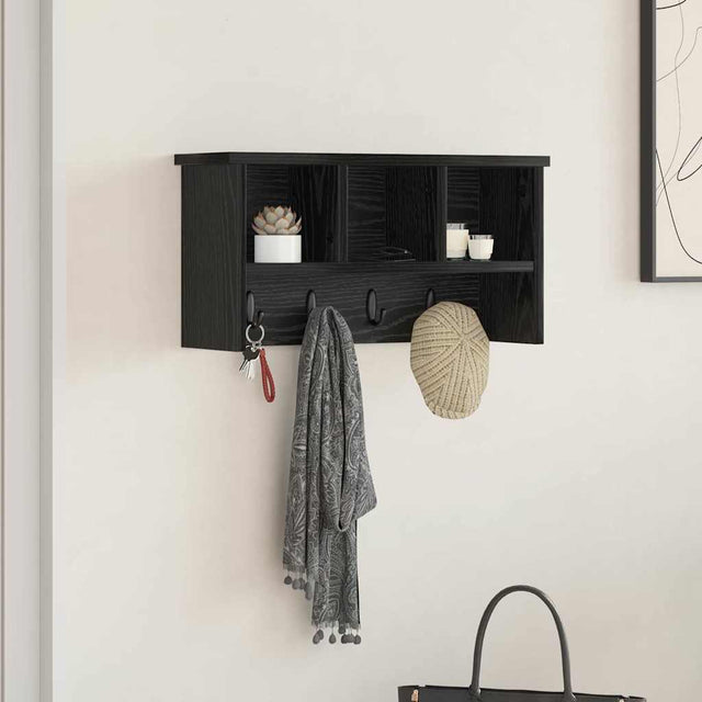 Vidaxl wandgemonteerde kapstok muurmontage zwart eiken 50 x 16 x 26 cm