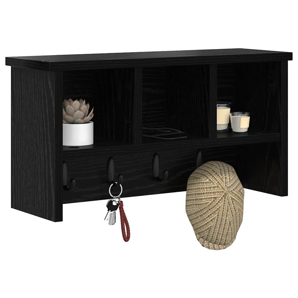 Vidaxl wandgemonteerde kapstok muurmontage zwart eiken 50 x 16 x 26 cm