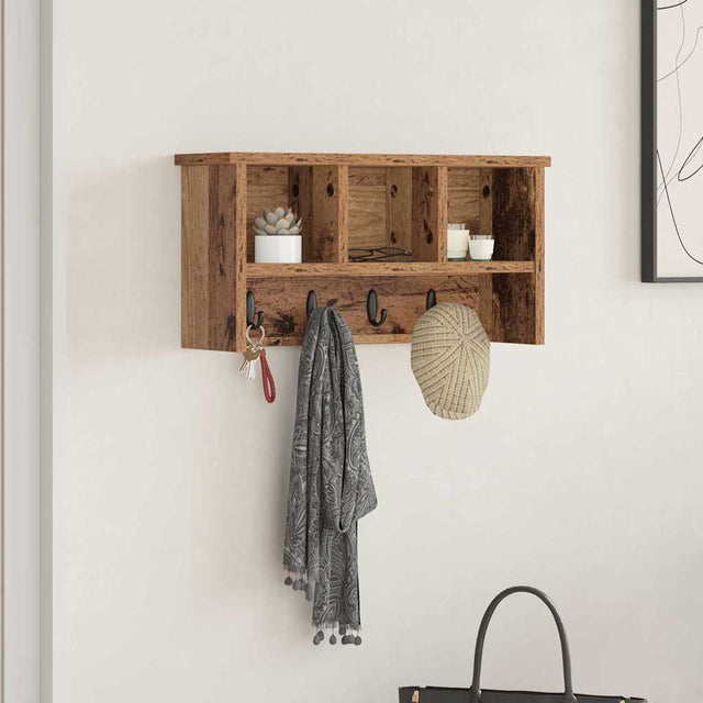 Vidaxl wandgemonteerde kapstok muurmontage oudhout 50 x 16 x 26 cm