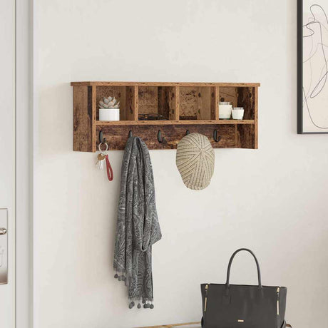 Vidaxl wandgemonteerde kapstok muurmontage oudhout 75 x 16 x 26 cm