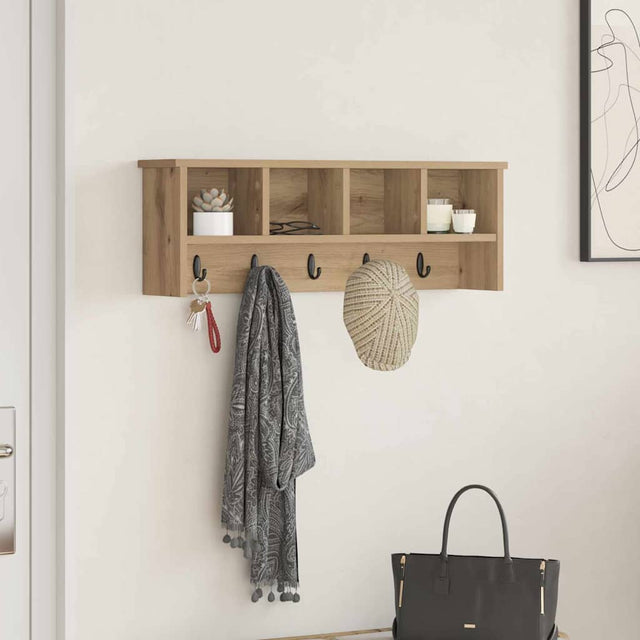 Vidaxl wandgemonteerde kapstok muurmontage artisan eiken bewerkt hout