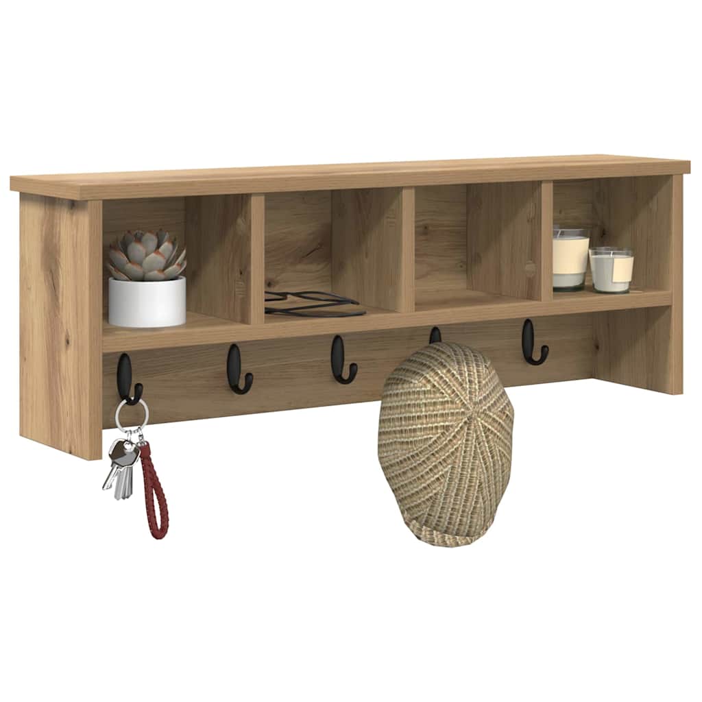 Vidaxl wandgemonteerde kapstok muurmontage artisan eiken bewerkt hout