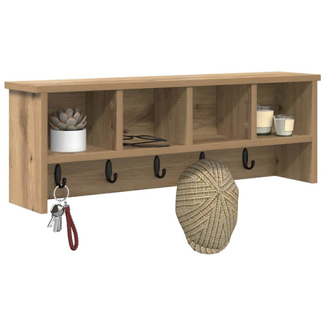 Vidaxl wandgemonteerde kapstok muurmontage artisan eiken bewerkt hout