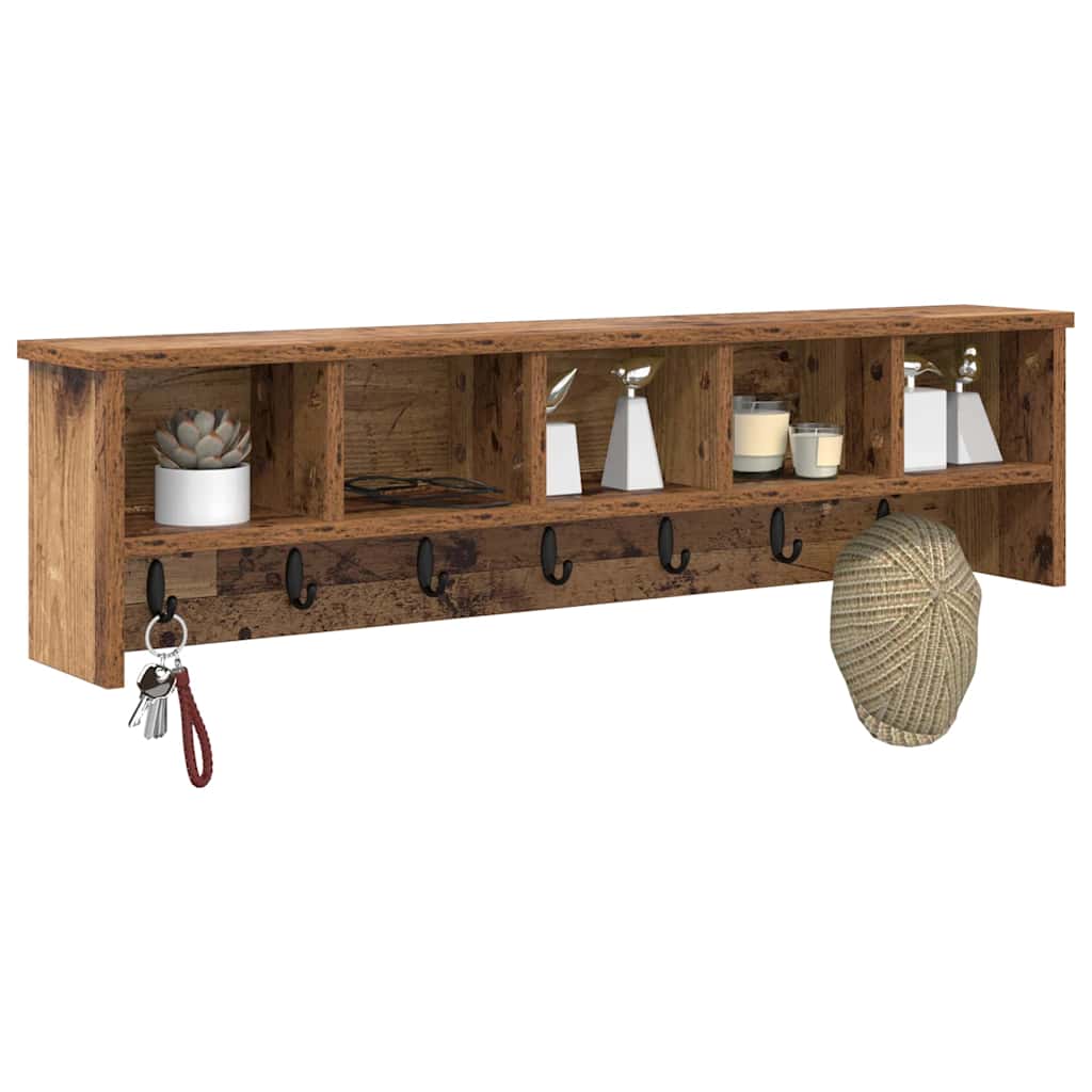 Vidaxl wandgemonteerde kapstok muurmontage oudhout 100 x 16 x 26 cm