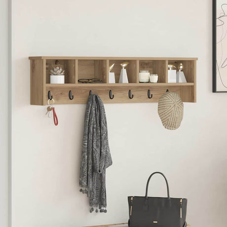Vidaxl wandgemonteerde kapstok muurmontage artisan eiken bewerkt hout