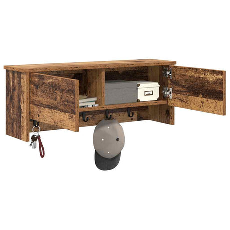 Vidaxl wandgemonteerde kapstok muurmontage oudhout 80 x 20 x 30 cm