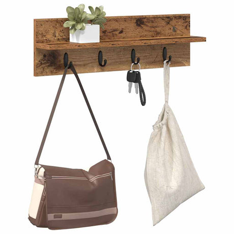 Vidaxl wandgemonteerde kapstok muurmontage oudhout 60 x 10,5 x 18 cm