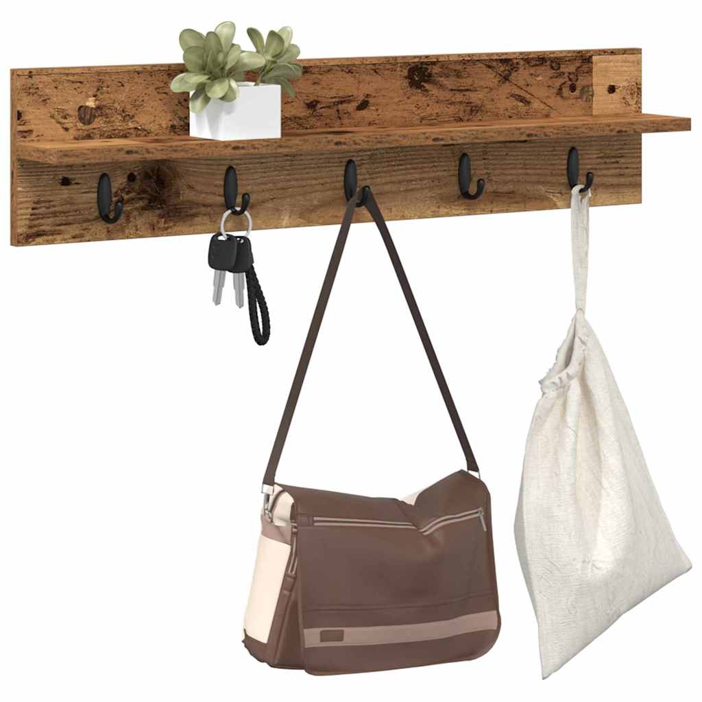 Vidaxl wandgemonteerde kapstok muurmontage oudhout 80 x 10,5 x 18 cm