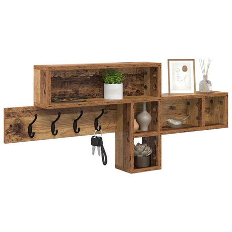 Vidaxl wandgemonteerde kapstok muurmontage oudhout 100 x 12 x 43,5 cm
