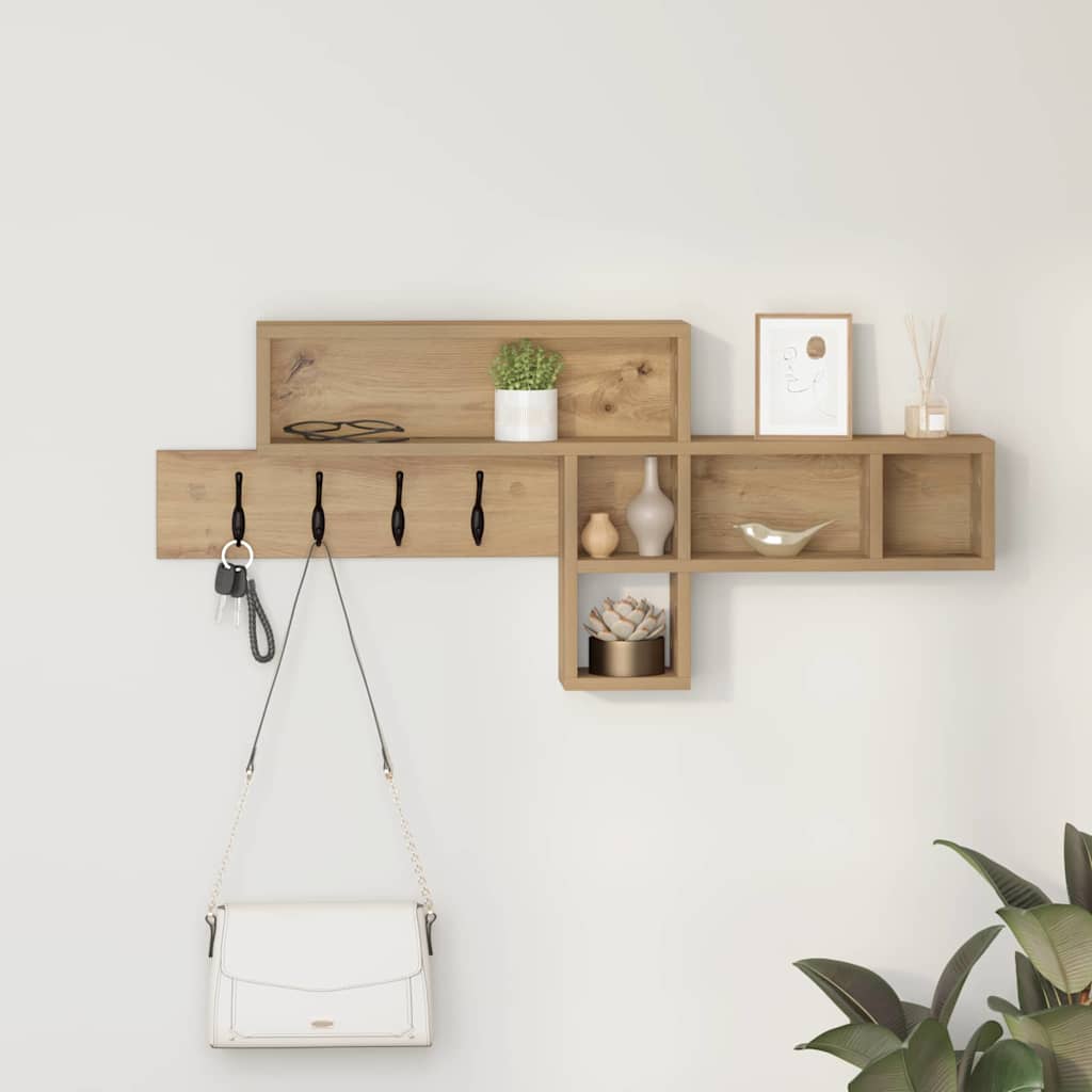 Vidaxl wandgemonteerde kapstok muurmontage artisan eiken bewerkt hout