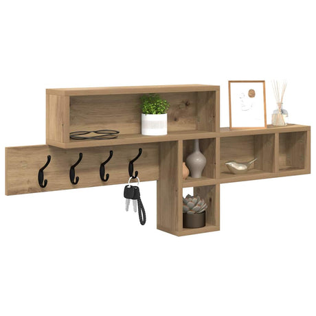 Vidaxl wandgemonteerde kapstok muurmontage artisan eiken bewerkt hout