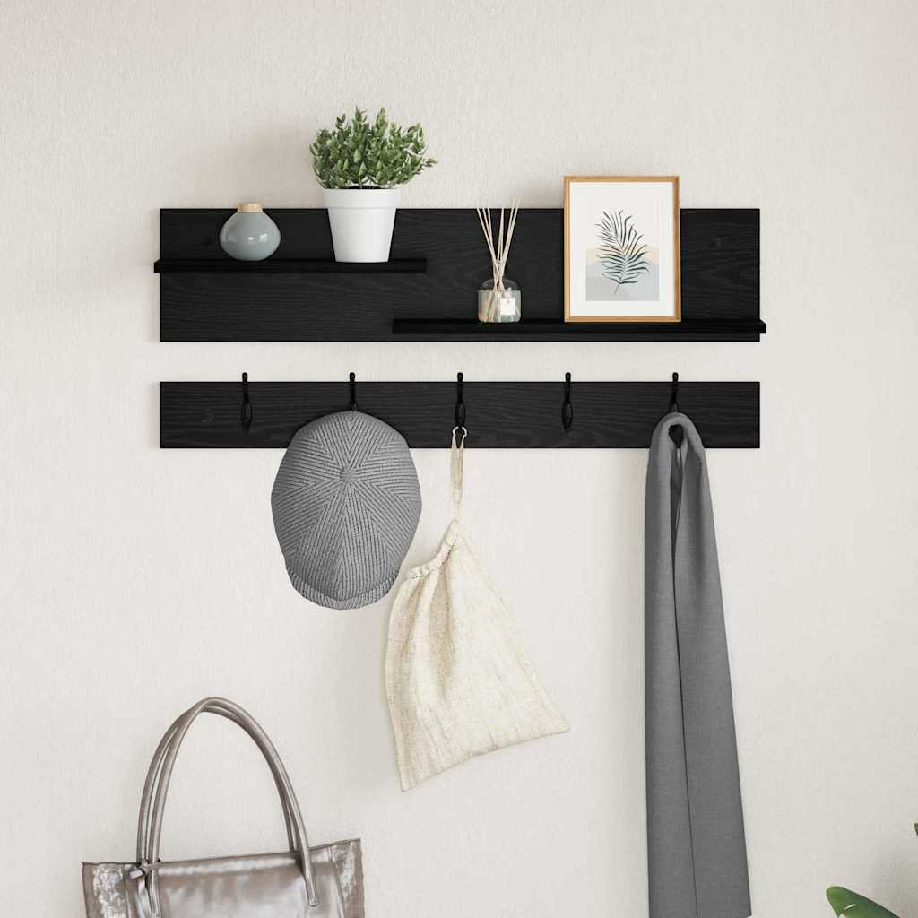 Vidaxl wandgemonteerde kapstok muurmontage zwart eiken 90 x 15 x 36 cm