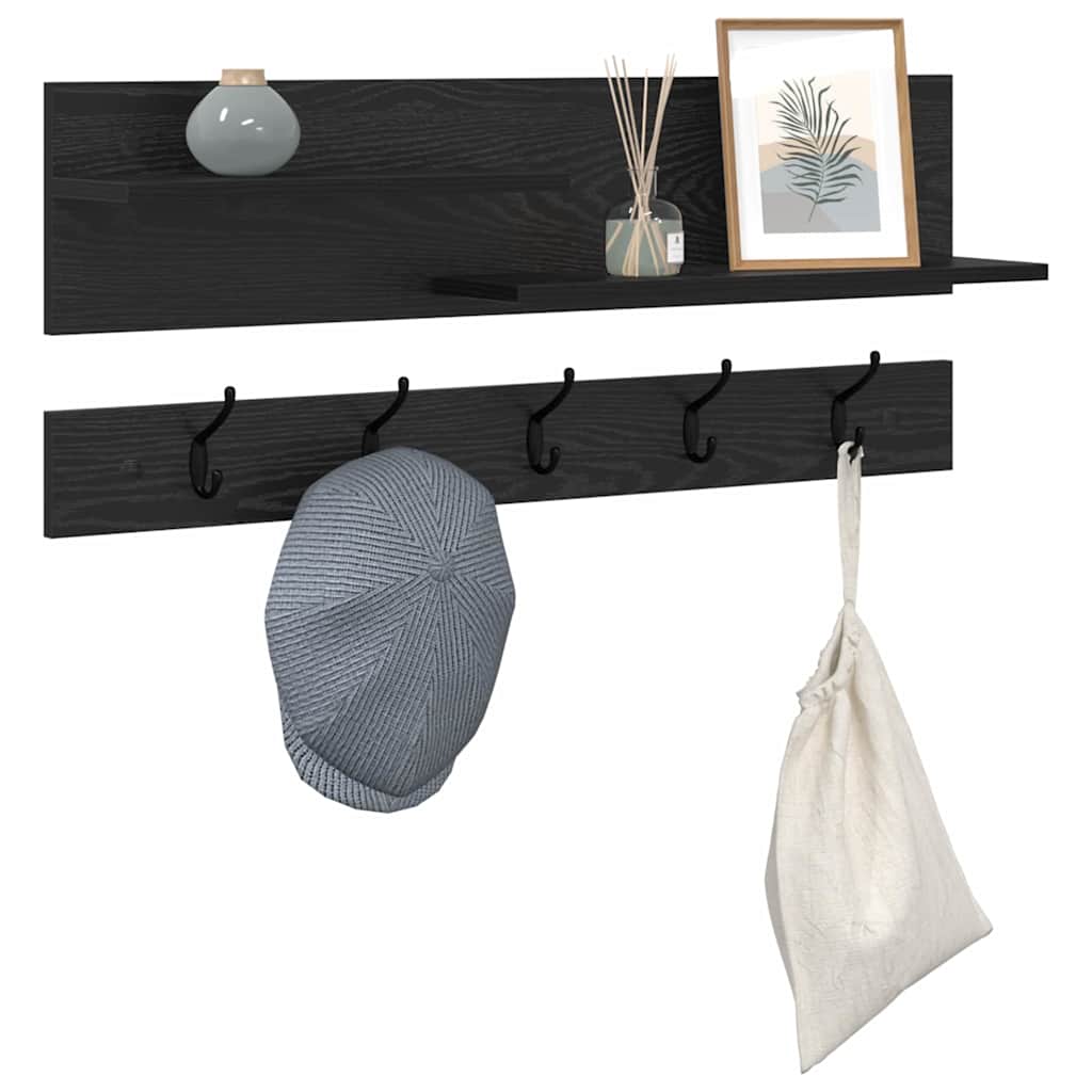Vidaxl wandgemonteerde kapstok muurmontage zwart eiken 90 x 15 x 36 cm